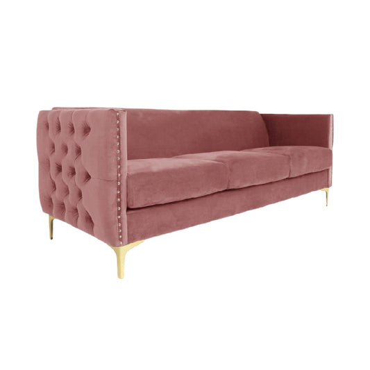 Sofa with tufted design for living room in velvet fabric - 200 x 80 x 75